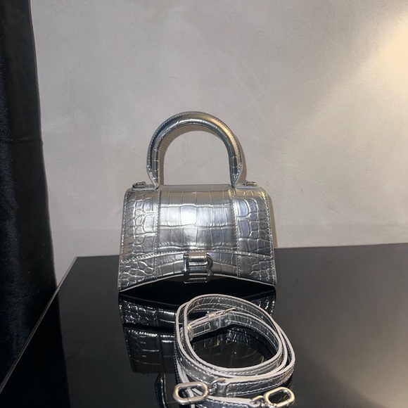 Balenciaga Silver Mini Bag with Crocodile Texture - Picture 1 of 1